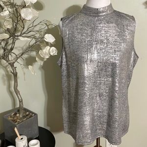 H by Halston Silver Sleeveless Blouse